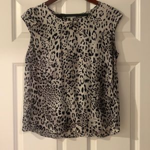 Joie cap sleeve blouse. Black and white leopard print. Size small.